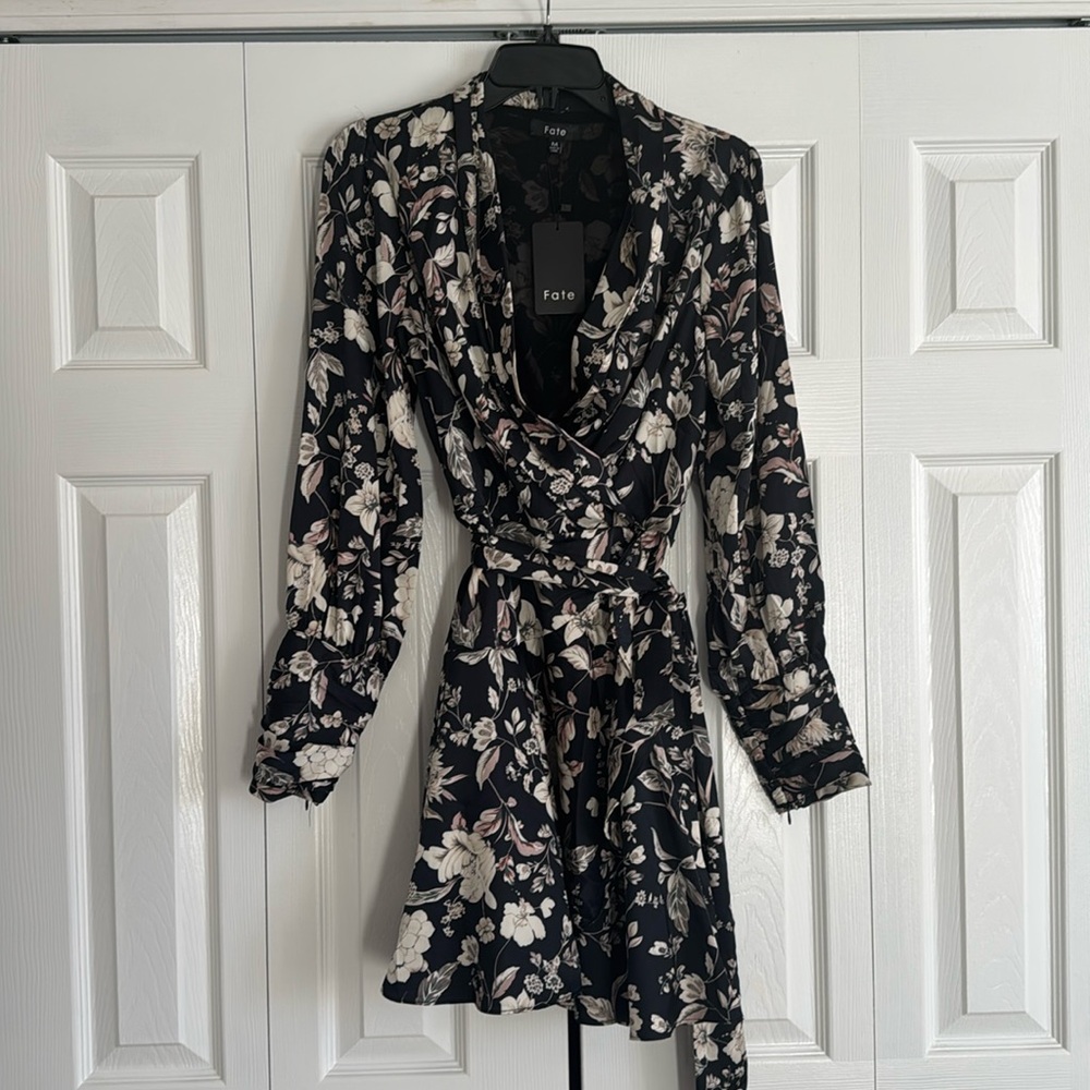 Vici Black Floral Wrap Dress